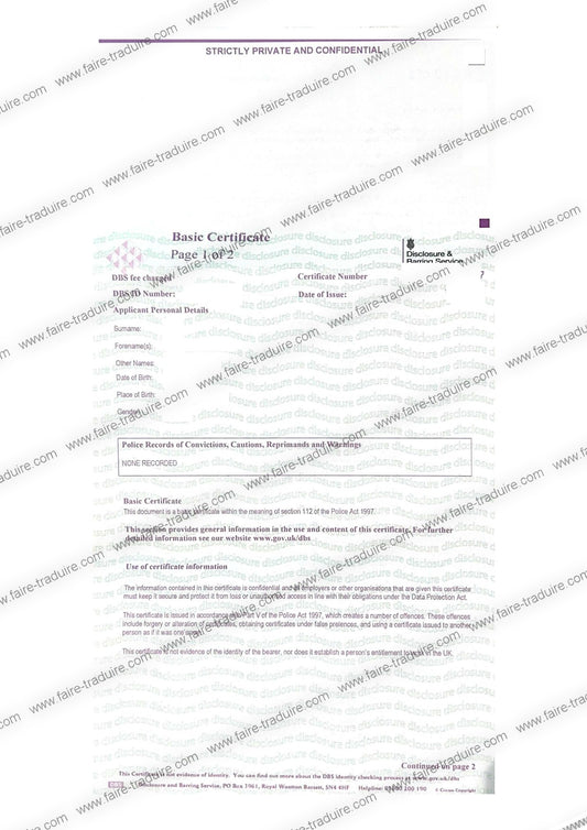 Traduction assermentée vers le français de casier judiciaire étranger